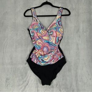 Beach Diva One Piece Swimsuit Size 10 Padded Cups Ruched Sides